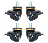 Set di 4 Ruote girevoli silenziose M16 con Freno, Ruote girevoli in Nylon Resistenti all'Usura da 2/2,5/3 Pollici, Ruote bloccabili per Meccanica/Carrello/mobili (Freno da 2,5 poll