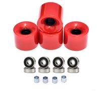Set di 4 ruote per longboard, 60 x 45 mm, 78A, morbide, con cuscinetti a sfera ABEC-9 e manicotti distanziali, ruote per skateboard Cruiser Street Downhill (rosso)