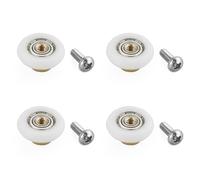 Set di 4 ruote per porta della doccia, diametro 19 mm, in acciaio inox, colore bianco, 19 mm x 5 mm (4 pezzi)