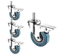 Set Di 4 Ruote Pivottanti Con Freno Per Mobili, Ruote Mobili Con Perno Filettato, Carico 80kg, Ruote Girevoli Pesanti Per Spostare Mobili, Tavolini, Scaffali Per Piante, Scatole Per Giocattoli