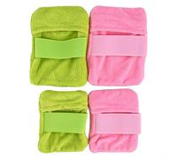 Set di 4 sacchetti per rimuovere la sabbia da spiaggia, realizzati in morbido velluto corallo, adatti per rimuovere la sabbia dalla pelle dopo attività all'aperto come pallavolo e campeggio (verde +