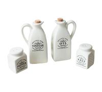 Set di 4 saliera e pepe in ceramica con dispenser per olio e aceto, design funzionale, accessori da cucina