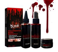 Set di 4 sangue artificiale per Halloween: 1 plasma sanguigno coagulato + 1 spray sangue artificiale gocciolante + 8 tatuaggi, trucco per Halloween, effetto speciale per carnevale, ferite simulate