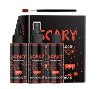 Set di 4 sangue finto di Halloween, sangue finto per Halloween, realistico, divertente set di trucco al plasma per trucco, palcoscenico, film horror