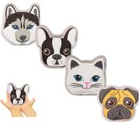 Set di 4 scaldamani animali - Gatto, cane, bassotto | Cuscinetti termici riutilizzabili da piegare, 60 minuti di calore piacevole per la borsa dei pantaloni (gatto e cane, set da 4)