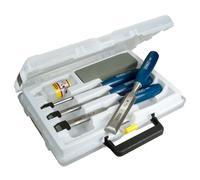 STANLEY 0-16-130 Set 4 Scalpelli con Custodia per il Trasporto, Olio e Pietra per Affilare