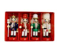 Set di 4 schiaccianoci natalizi in legno, statuette decorative e leggere per
