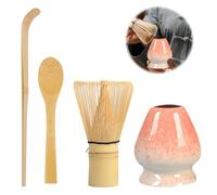 Set di 4 scope Matcha, set da 4 fruste per matcha, con 2 cucchiai per matcha, supporto per cerimonia tradizionale del tè giapponese (rosa)