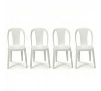 Set di 4 Sedia da Esterno in Resina bianca Impilabile Leggera e Design Robusto
