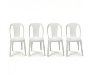 Set di 4 Sedia da Esterno in Resina bianca Impilabile Leggera e Robusta Design Qualità Made in Italy sca-b Tiuana Ideale per Giardino Bar e Ristorante