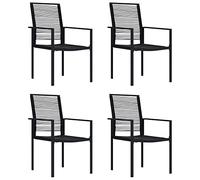 Set di 4 sedie da giardino, colore nero, rattan in PVC e acciaio, comode sedie da esterno per giardino e terrazza, mobili da giardino durevoli, resistenti alle intemperie, facili da pulire, 60 x 55 x