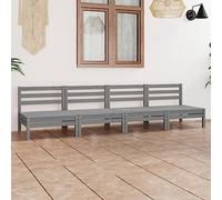 Set di 4 sedie da giardino grigio in legno di pino massiccio, mobili da terrazza per balcone e veranda, set modulare per relax e conversazioni