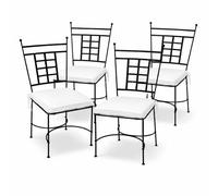 Set di 4 sedie da giardino mediterranee Atene, in ferro, colore nero, 107 cm