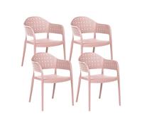 Set di 4 sedie da pranzo da giardino impilabili con braccioli in plastica rosa N
