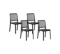 Set di 4 sedie da pranzo da giardino senza braccioli impilabili in plastica resi