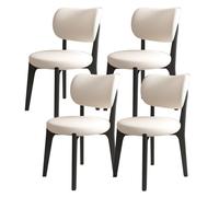Set di 4 sedie da pranzo ergonomiche moderne, sgabelli imbottiti in pelle, cuscino in schiuma ad alta elasticità, design elegante bianco e nero per soggiorno e sala da pranzo
