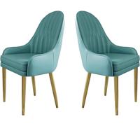 Set di 4 sedie da pranzo imbottite moderne di metà secolo, blu cielo con gambe in metallo dorato, eleganti e confortevoli, per cucina, sala da pranzo e soggiorno