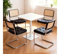 Set di 4 Sedie da Pranzo in Ecopelle e Rattan, Design Moderno, Nero