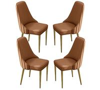 Set di 4 sedie da pranzo in pelle eleganti sgabelli da cucina con gambe in ferro battuto, perfetti per camera da letto, balcone, trucco e uso in soggiorno.