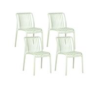 Set di 4 sedie da pranzo in plastica senza braccioli impilabili Verde chiaro Ari