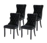 Set di 4 sedie da pranzo in velluto di lusso con anello posteriore a chiodo, imbottite, sedie di fascia alta con gambe in legno massello, per ristorante, cucina, soggiorno, mobili eleganti per sala da
