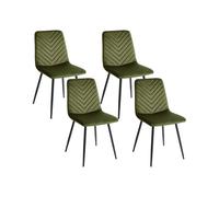 Set di 4 sedie da pranzo in velluto per la sala da pranzo gambe in ferro verde