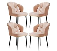 Set di 4 sedie da pranzo in velluto rosa con gambe in acciaio al carbonio nero, schienale elegante per casa, ufficio, spazio di lavoro, tavolo per trucco e manicure