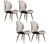 Set di 4 sedie da pranzo moderne, con rivestimento in pelle, stile scandinavo glamour, senza braccioli, finitura opaca, ideali per cucina e sala da pranzo, elegante colore bianco