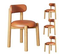 Set di 4 sedie da pranzo moderne in legno di noce, con schienale curvo, resistente ai graffi, in pelle e tessuto scozzese, eleganti mobili in legno per case e sale da pranzo contemporanei