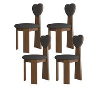 Set di 4 sedie da pranzo moderne in legno massello, stile metà secolo, con imbottitura in pelle e tessuto, perfette per cucina, sala da pranzo, soggiorno, camera da letto, ufficio (noce + nero)