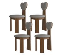 Set di 4 sedie da pranzo moderne in legno massello, stile metà secolo, con schienale imbottito in pelle e tessuto, ideali per cucina, sala da pranzo, soggiorno, ufficio (colore noce e grigio scuro)