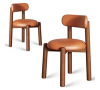 Set di 4 sedie da pranzo moderne in noce con elegante schienale curvo, in pelle PU resistente ai graffi, cuscino in tessuto e mobili eleganti per sala da pranzo