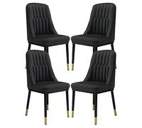 Set di 4 sedie da pranzo moderne in pelle con gambe in acciaio al carbonio nero/oro, eleganti sedie per cucina, soggiorno e ufficio