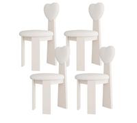Set di 4 sedie da pranzo moderne Mid-Century, in legno massello, con cuscini in pelle e schienale in tessuto, per cucina, sala da pranzo, camera da letto, soggiorno, ufficio, colore bianco