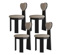 Set di 4 sedie da pranzo moderne Mid-Century in legno massello, cuscino in pelle e schienale in tessuto, ideali per cucina, sala da pranzo, soggiorno, ufficio (colore nero e cachi scuro)