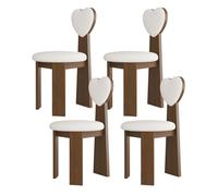 Set di 4 sedie da pranzo moderne Mid-Century in legno massello, schienale imbottito in pelle e tessuto, ideali per cucina, sala da pranzo, soggiorno, ufficio (colore noce e bianco)