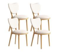 Set di 4 sedie da pranzo semplici in legno massello con schienale a forma di cuore con cuscino in pelle, ideali per soggiorno, caffetteria e sala da pranzo (Log+White 4)