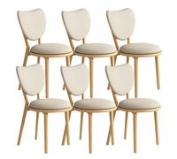 Set di 4 sedie da pranzo semplici in legno massello con schienale a forma di cuore con cuscino in pelle, ideali per soggiorno, caffetteria, sala da pranzo (logg+kaki chiaro 6)