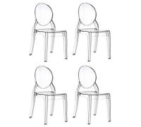 Set di 4 Sedie in Policarbonato Trasparente Cristal Light, Sedie Hotel Casa Ufficio, Design Moderno Elegante, 44 x 45 x 90 cm, Policarbonato Trasparente