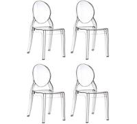 Set di 4 Sedie in Policarbonato Trasparente Cristal Light, Sedie Hotel Casa Ufficio, Design Moderno Elegante, 44 x 45 x 90 cm, Policarbonato Trasparente