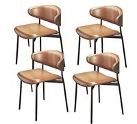 Set di 4 sedie moderne stile metà secolo, in pelle sintetica, senza braccioli, finitura noce, gambe in metallo, eleganti per casa, cucina, sala da pranzo e soggiorno