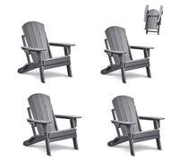 Set di 4 sedie pieghevoli Adirondack con portabicchieri, resistenti alle intemperie, sedie da giardino in plastica per il relax