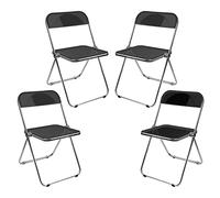 Set di 4 sedie pieghevoli impilabili, in acrilico, con struttura in metallo, per sala da pranzo, moderna, comoda sedia da pranzo (nero, 4 pezzi)