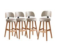 Set di 4 sgabelli da bar ad altezza bancone, con schienale in similpelle | Set di 4 sgabelli da bar ad altezza bancone rivestiti in similpelle grigia, ciascuno con uno schienale di supporto per una