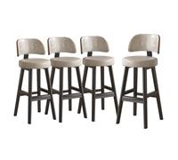 Set di 4 sgabelli da bar ad altezza bancone, con schienale in similpelle | Set di 4 sgabelli da bar ad altezza bancone con schienale, rivestiti in similpelle grigia, ideali per l'uso sul bancone della