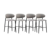 Set di 4 sgabelli da bar ad altezza bancone, grigi, rivestiti in similpelle | Sgabelli da bar ad altezza bancone in similpelle grigia, alti 65 cm e imbottiti; il set comprende 4 sedute abbinate per la