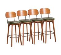 Set di 4 sgabelli da bar ad altezza bancone, in similpelle verde, ideali | Set di 4 sgabelli da bar ad altezza bancone, realizzati in similpelle PU verde, ideali per la cucina e per sedersi al bancone