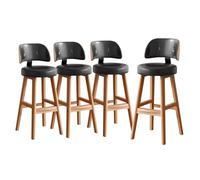 Set di 4 sgabelli da bar alti fino al bancone, in similpelle PU nera con | Set di 4 sgabelli da bar ad altezza bancone con rivestimento in similpelle PU, schienale di supporto, altezza seduta 65 cm,