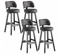 Set di 4 sgabelli da bar con schienale curvo, con poggiapiedi, struttura in legno massello e morbido cuscino in pelle PU, ideali for bar di casa/isola cucina/angolo colazione, design durevole(B,75cm)