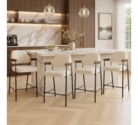 Set di 4 sgabelli da bar, girevoli a 360°, con schienale e braccioli | Mid-Century Sgabello da bar in legno piegato con gambe in metallo, imbottito, portata 150 kg, per isola della cucina